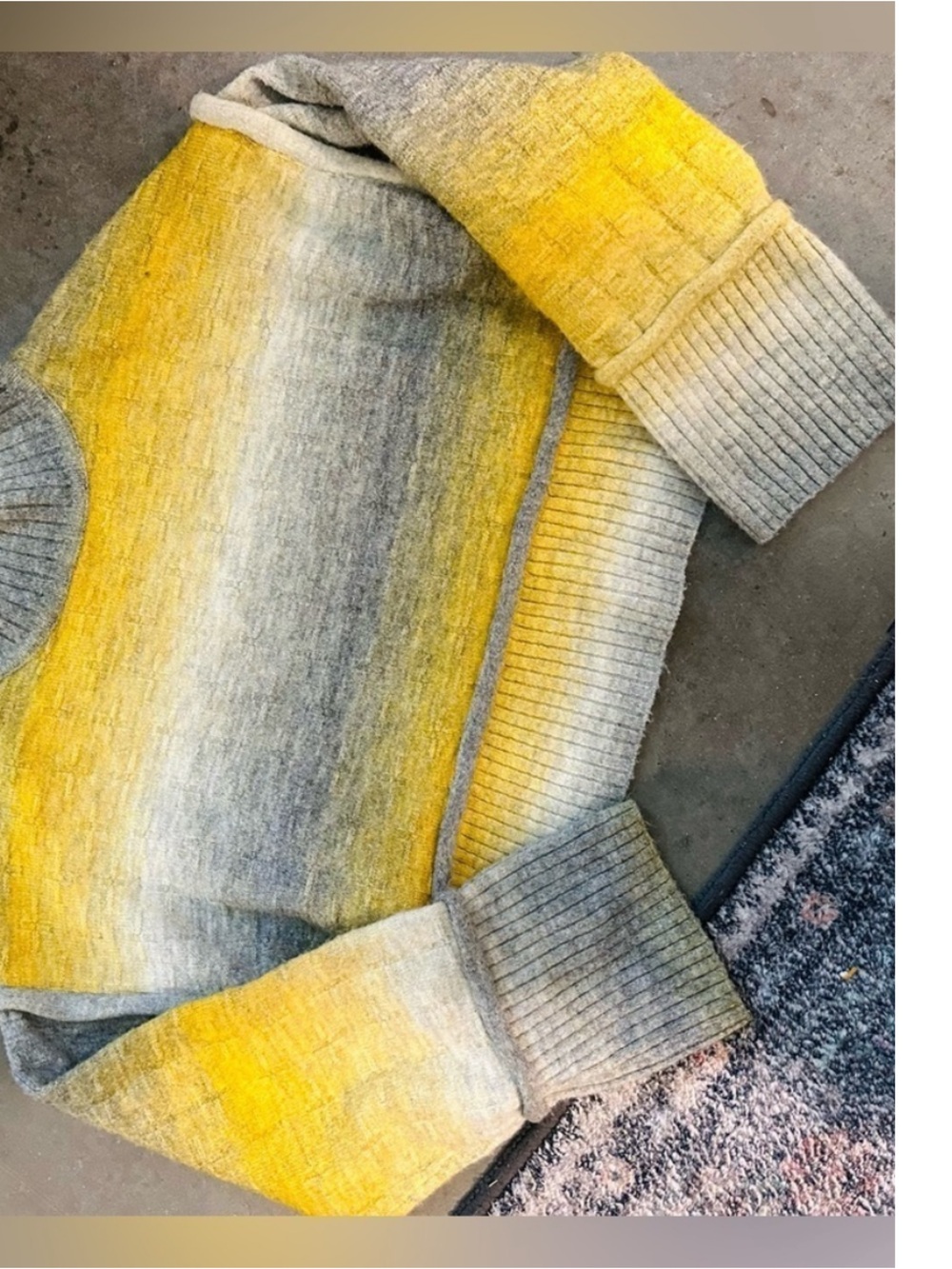 Anthropologie Yellow and Gray Ombre Cropped Turtleneck Sweater